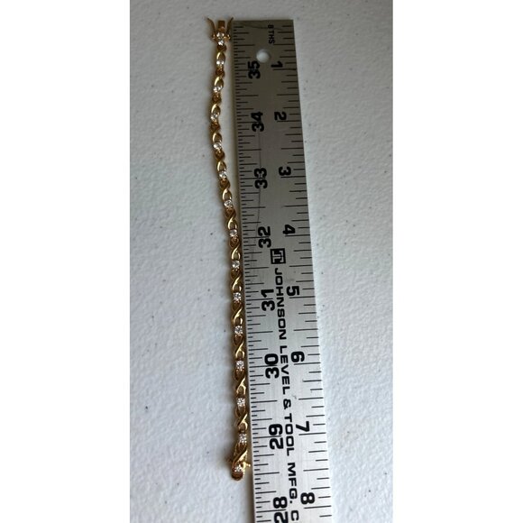 Roman Gold Tone Infinity Bracelet With Rhinestones Elegant Dressy Secure Lock - Picture 6 of 7